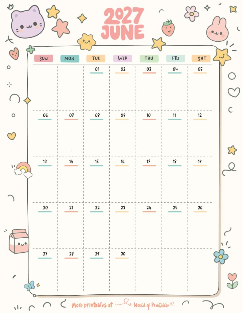 Printable June 2027 Calendar Design 352