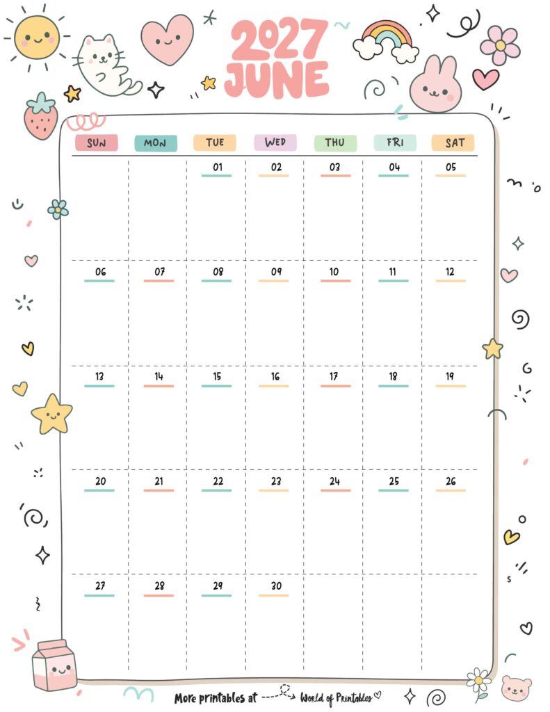 Printable June 2027 Calendar Design 353