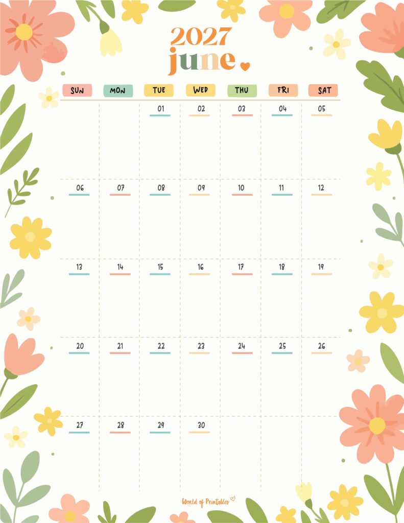 Printable June 2027 Calendar Design 359