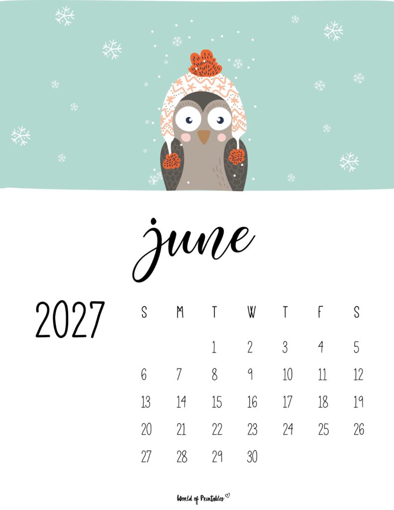 Printable June 2027 Calendar Design 36