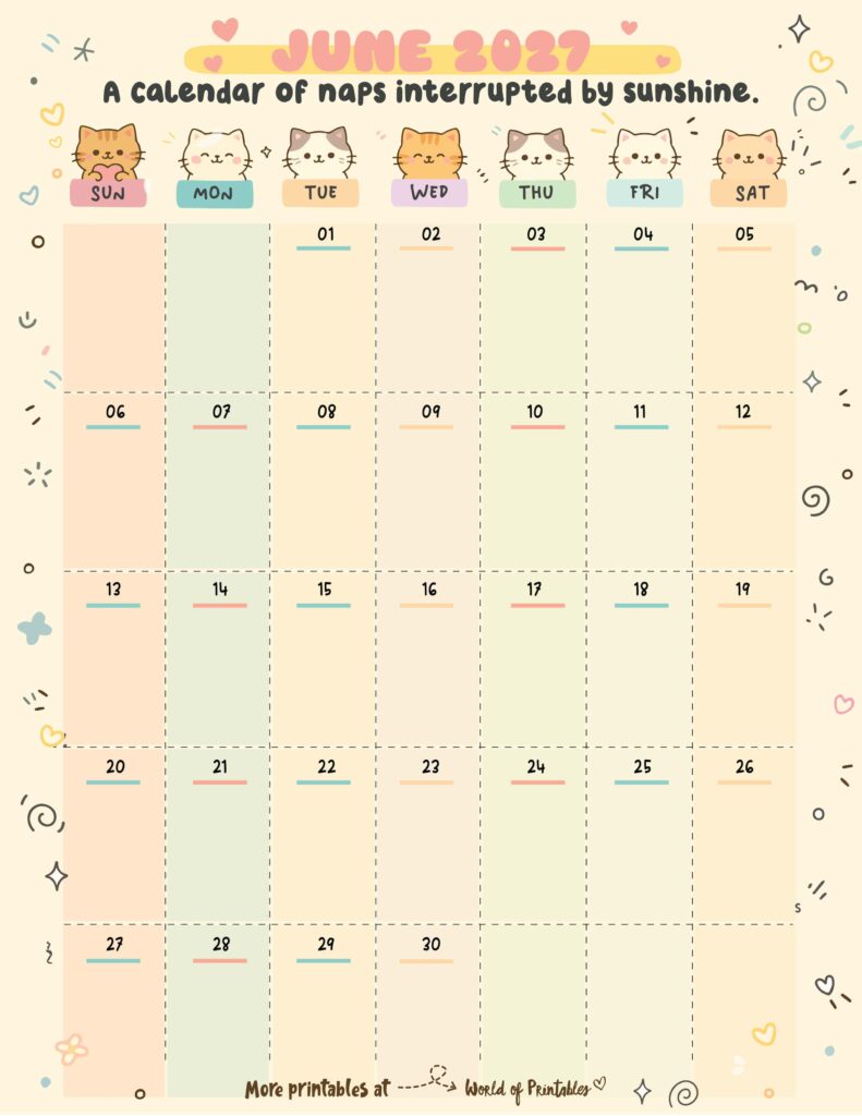 Printable June 2027 Calendar Design 360