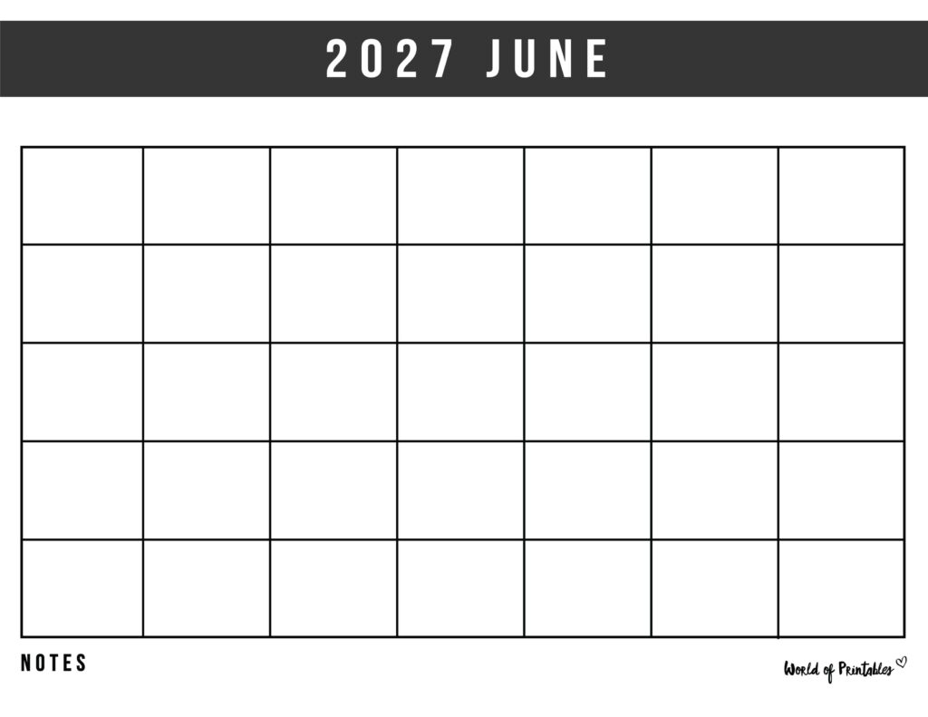 Printable June 2027 Calendar Design 364