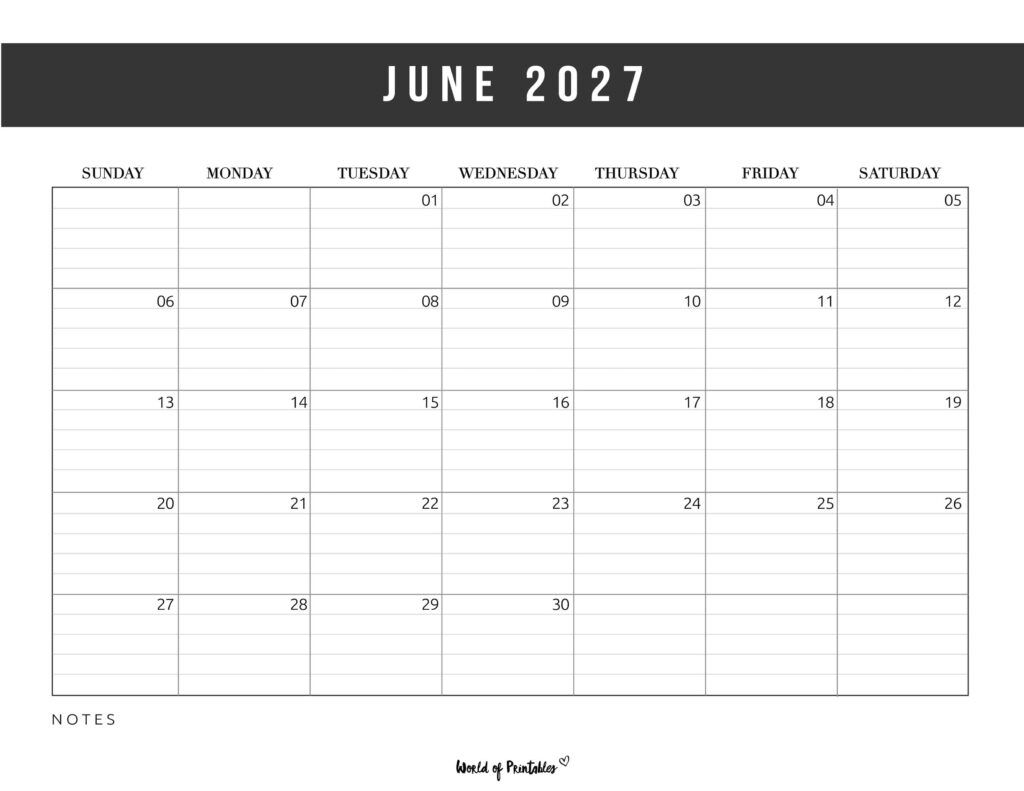 Printable June 2027 Calendar Design 372