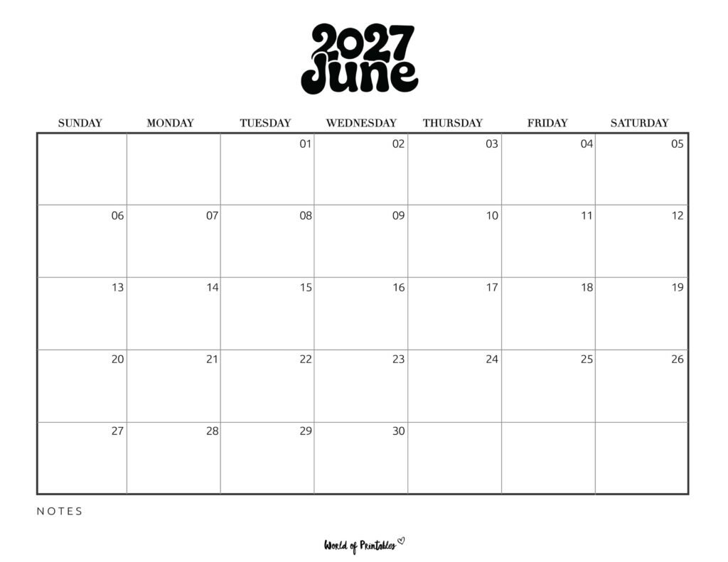Printable June 2027 Calendar Design 377