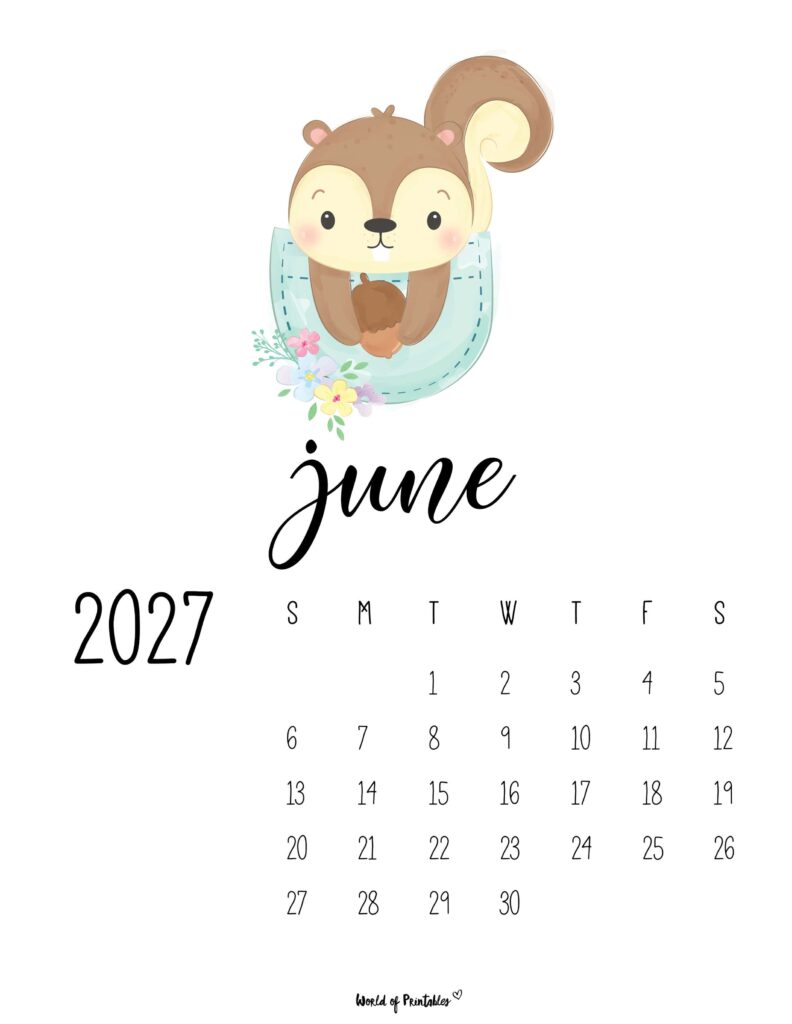 Printable June 2027 Calendar Design 38