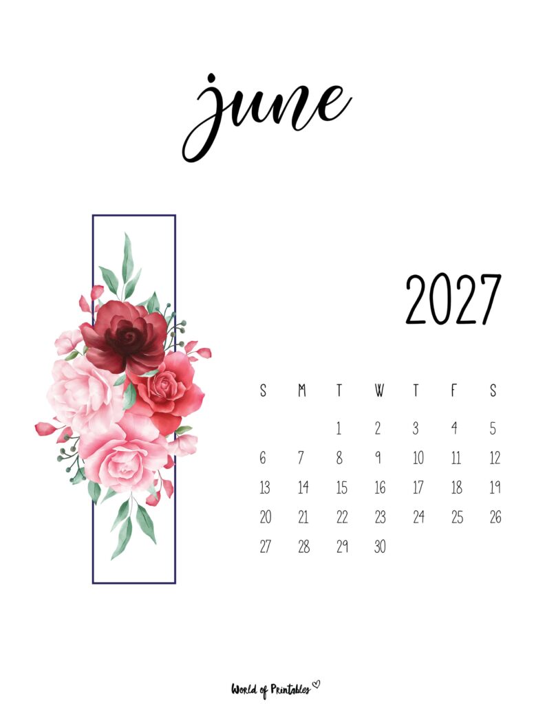 Printable June 2027 Calendar Design 47