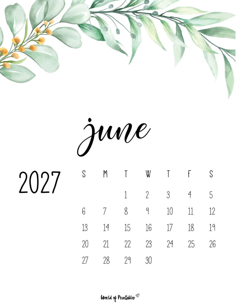 Printable June 2027 Calendar Design 49