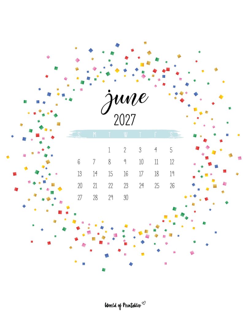 Printable June 2027 Calendar Design 6