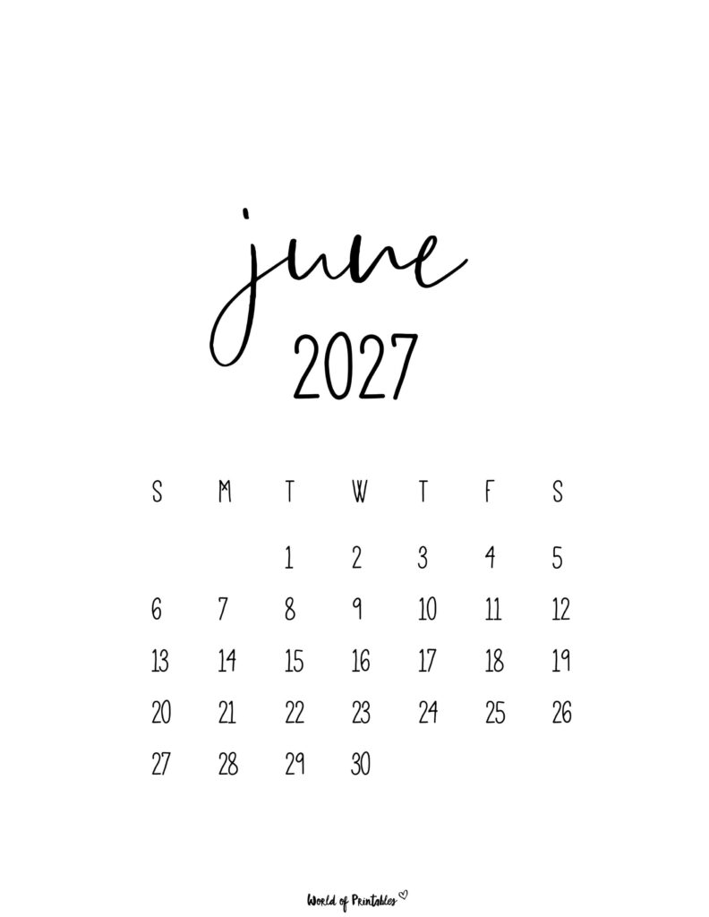 Printable June 2027 Calendar Design 63