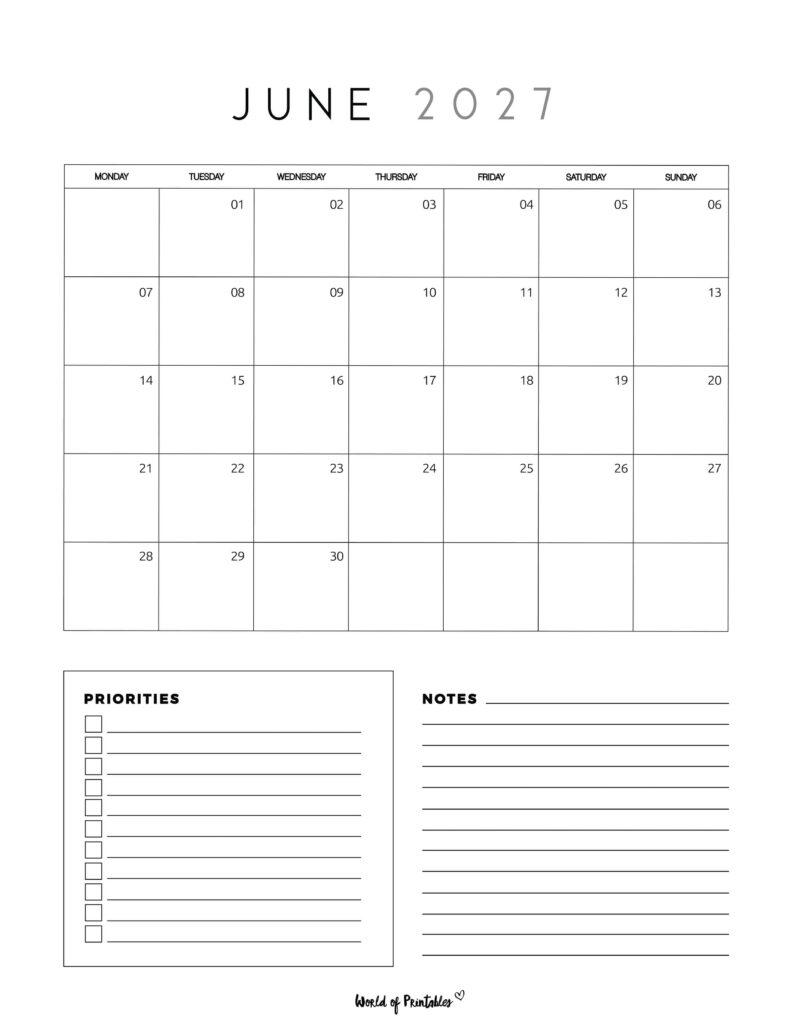 Printable June 2027 Calendar Design 64
