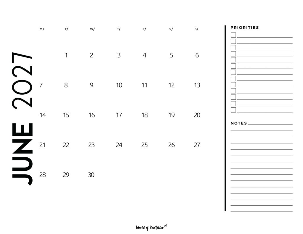 Printable June 2027 Calendar Design 68