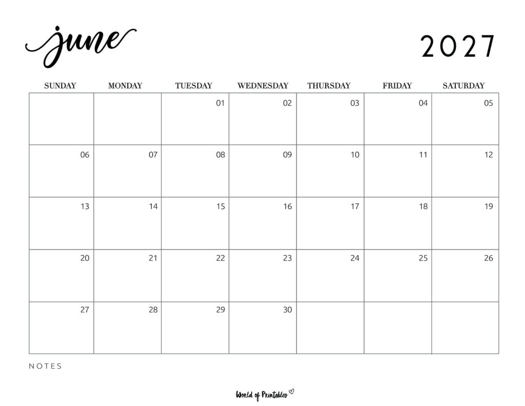 Printable June 2027 Calendar Design 7