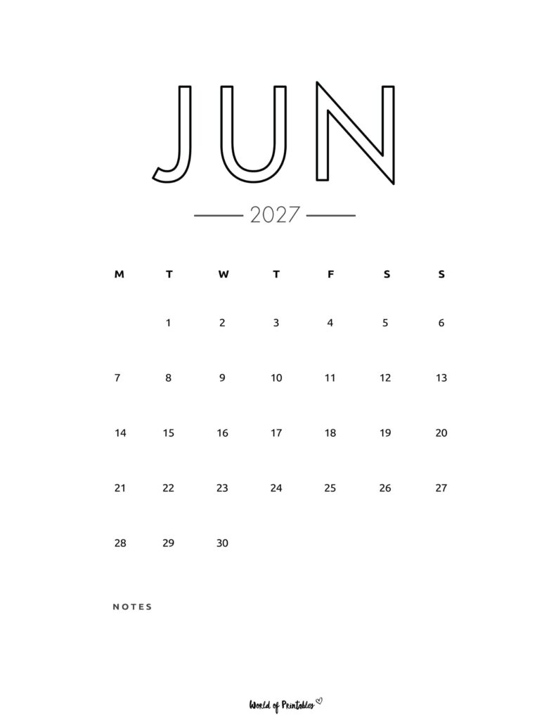 Printable June 2027 Calendar Design 70
