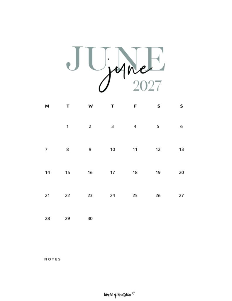 Printable June 2027 Calendar Design 71
