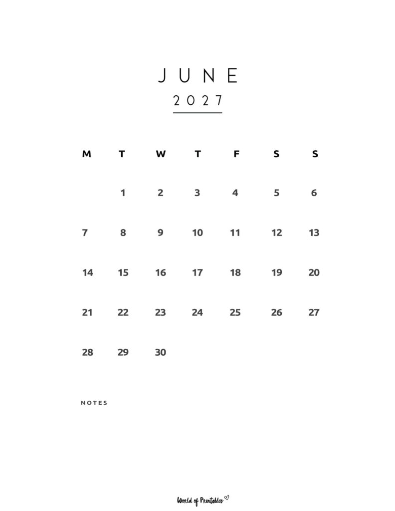 Printable June 2027 Calendar Design 74