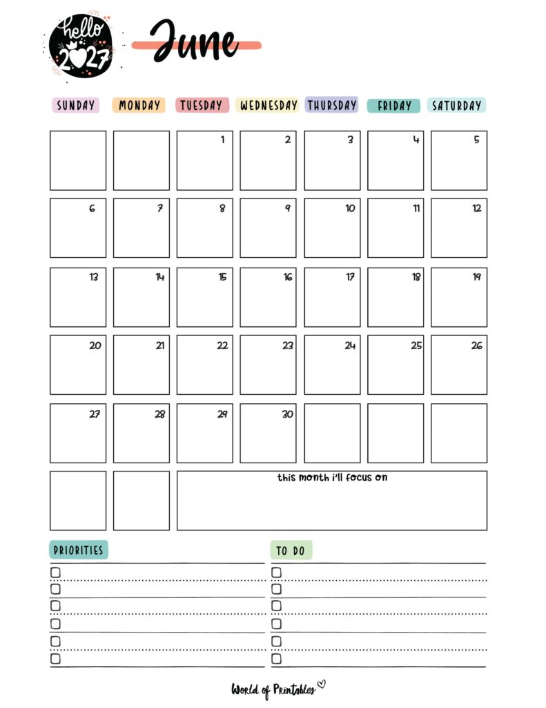 Printable June 2027 Calendar Design 90