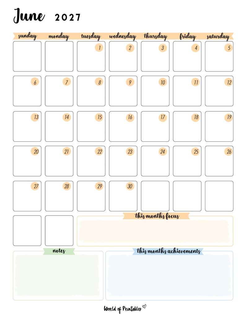 Printable June 2027 Calendar Design 91