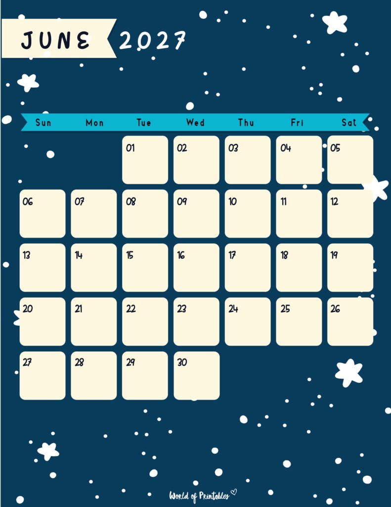 Printable June 2027 Calendar Design 95