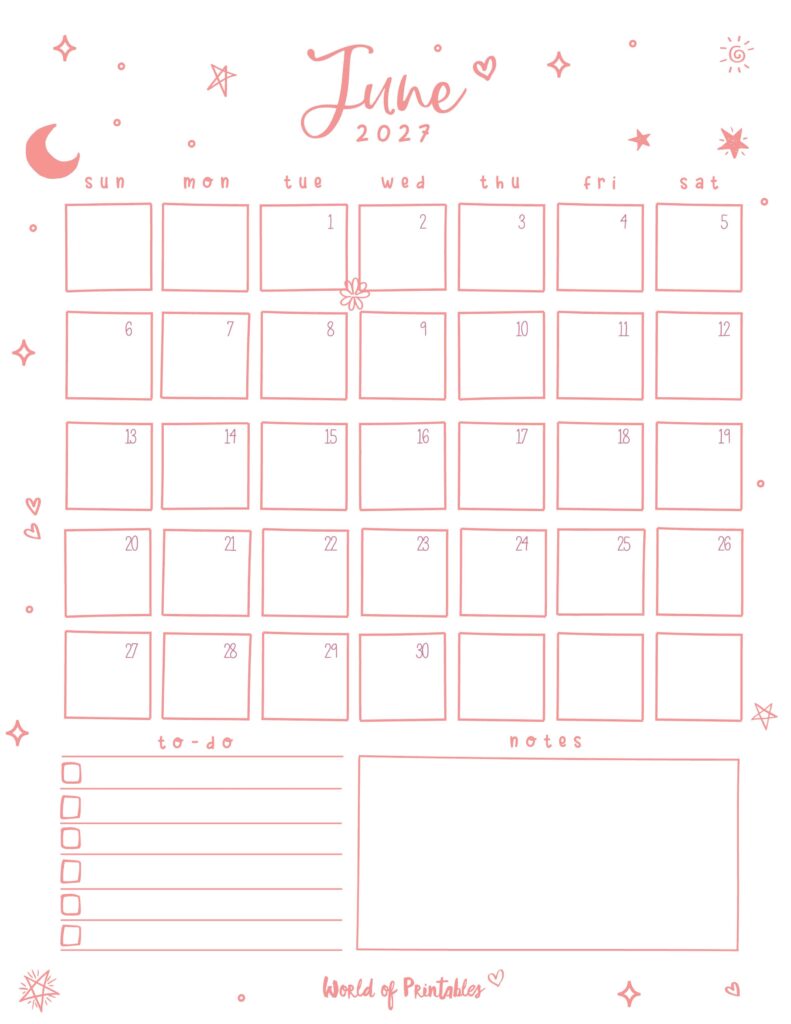 Printable June 2027 Calendar Design 97