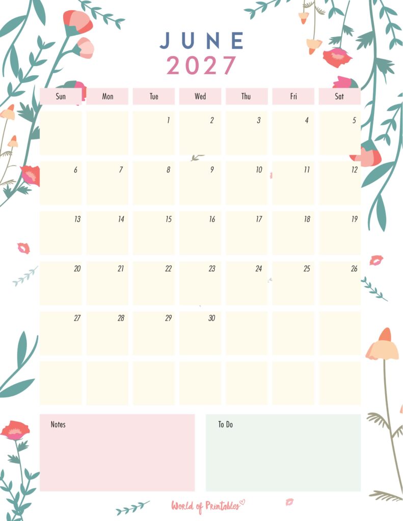 Printable June 2027 Calendar Design 99