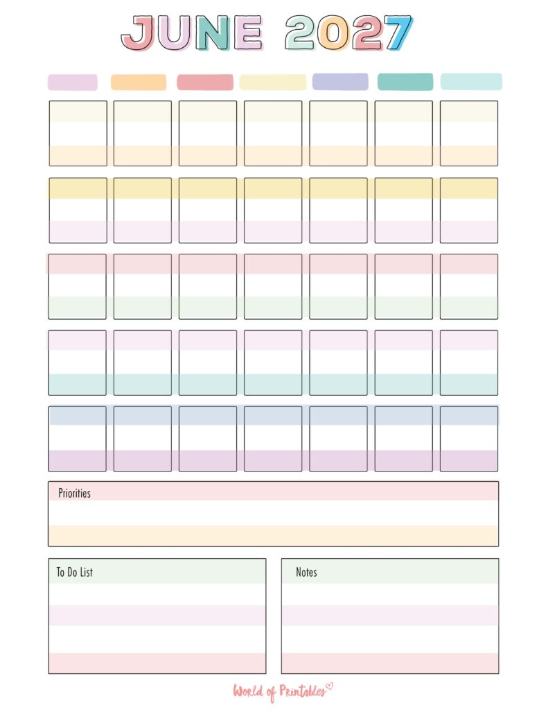 Printable June 2027 Calendar Design 363