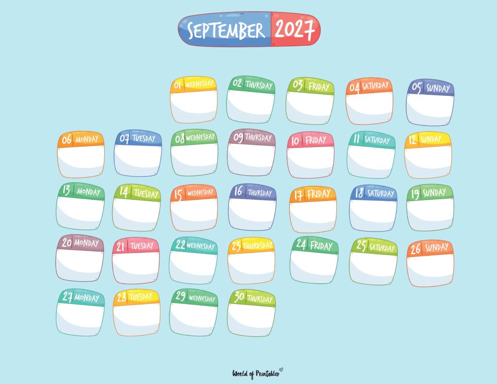 Printable September 2027 Calendar Design 109
