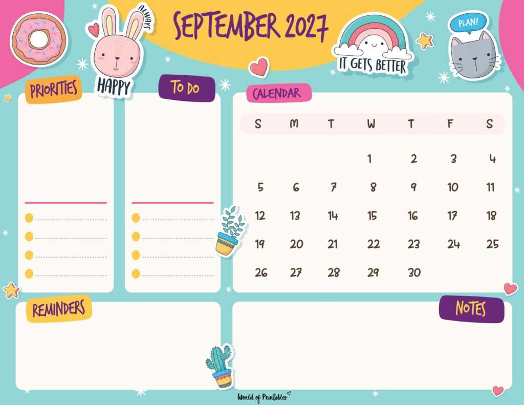 Printable September 2027 Calendar Design 110