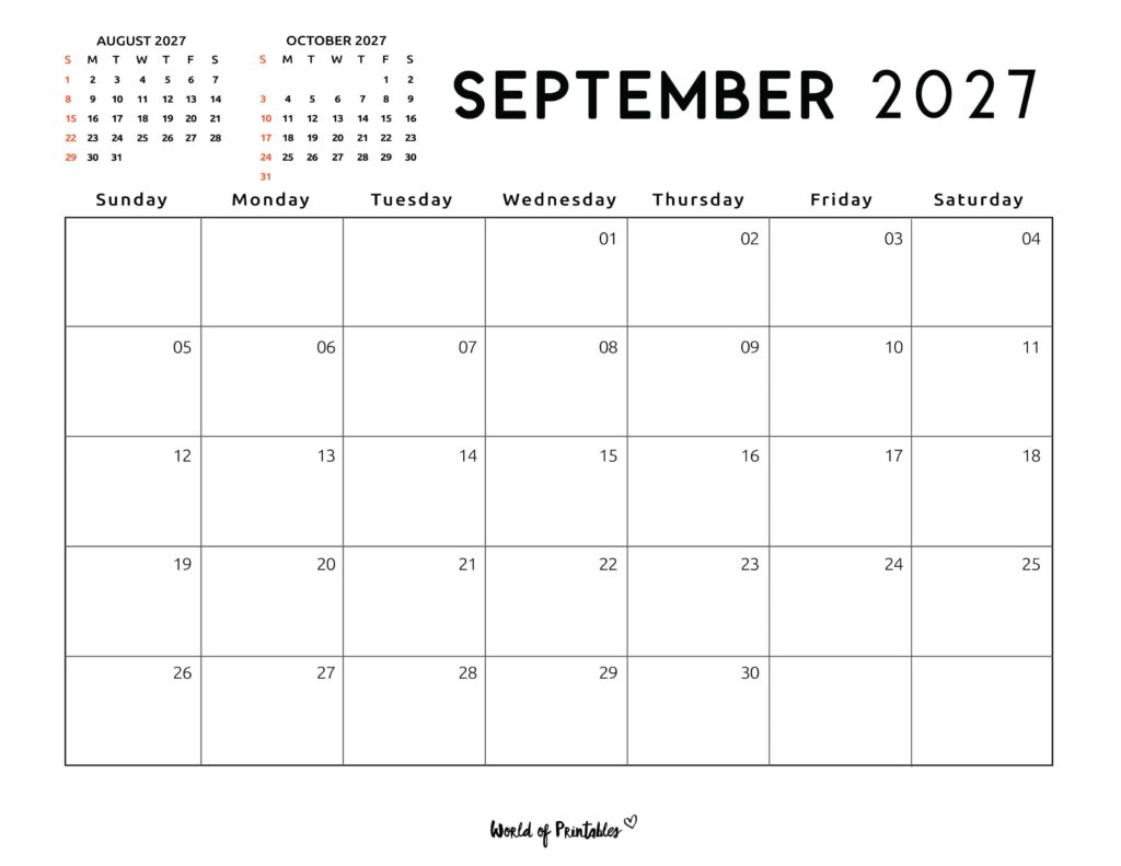 Printable September 2027 Calendar Design 118