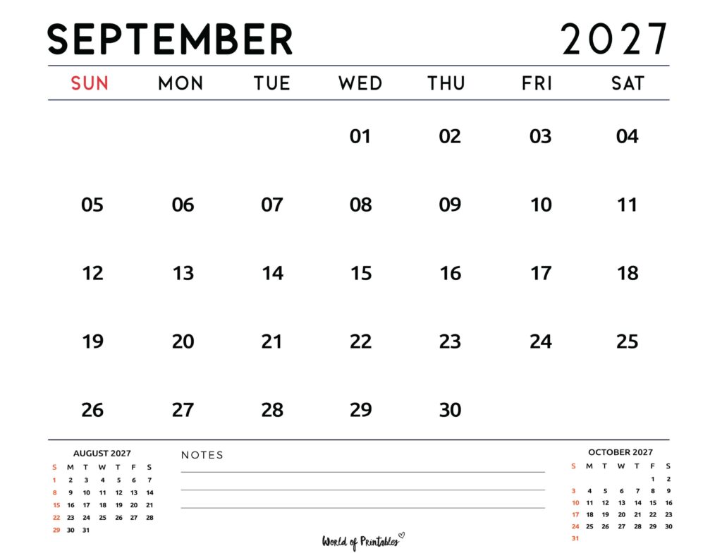 Printable September 2027 Calendar Design 119