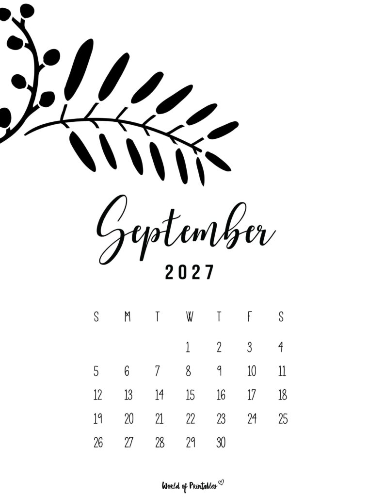 Printable September 2027 Calendar Design 12