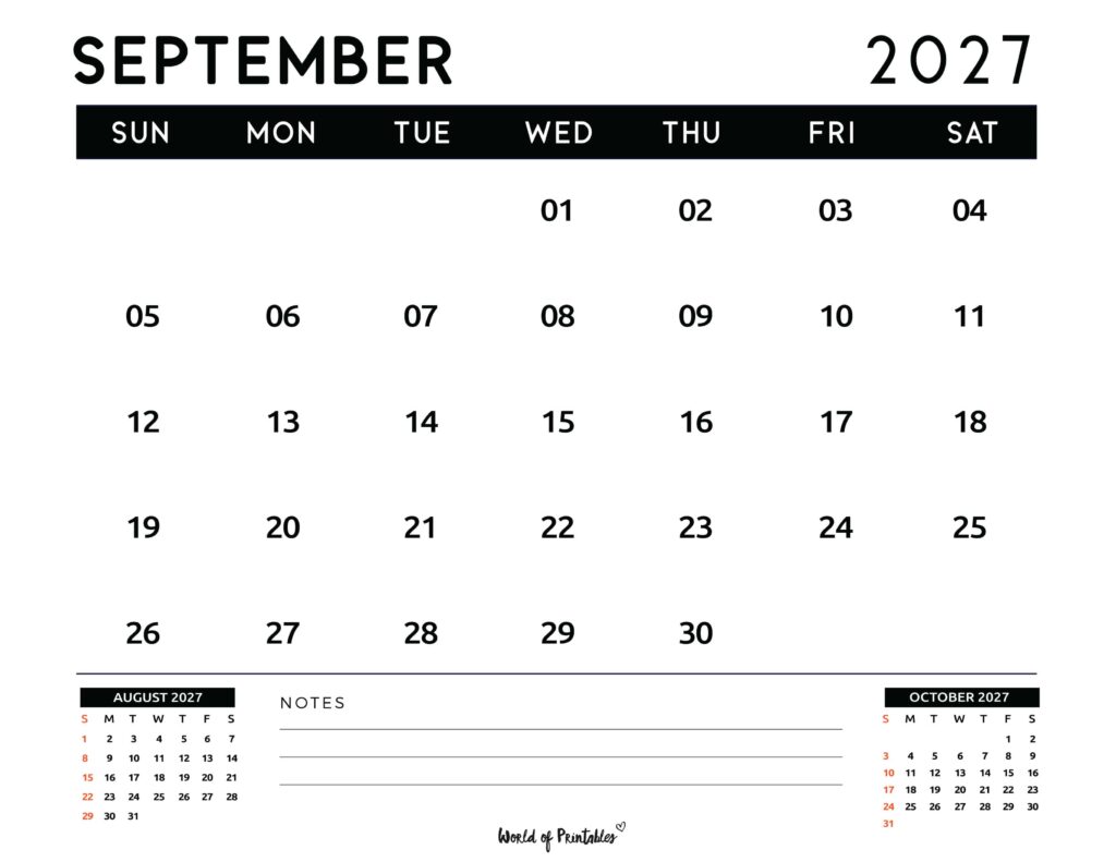 Printable September 2027 Calendar Design 121