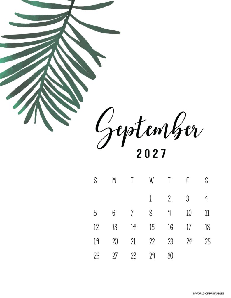 Printable September 2027 Calendar Design 13