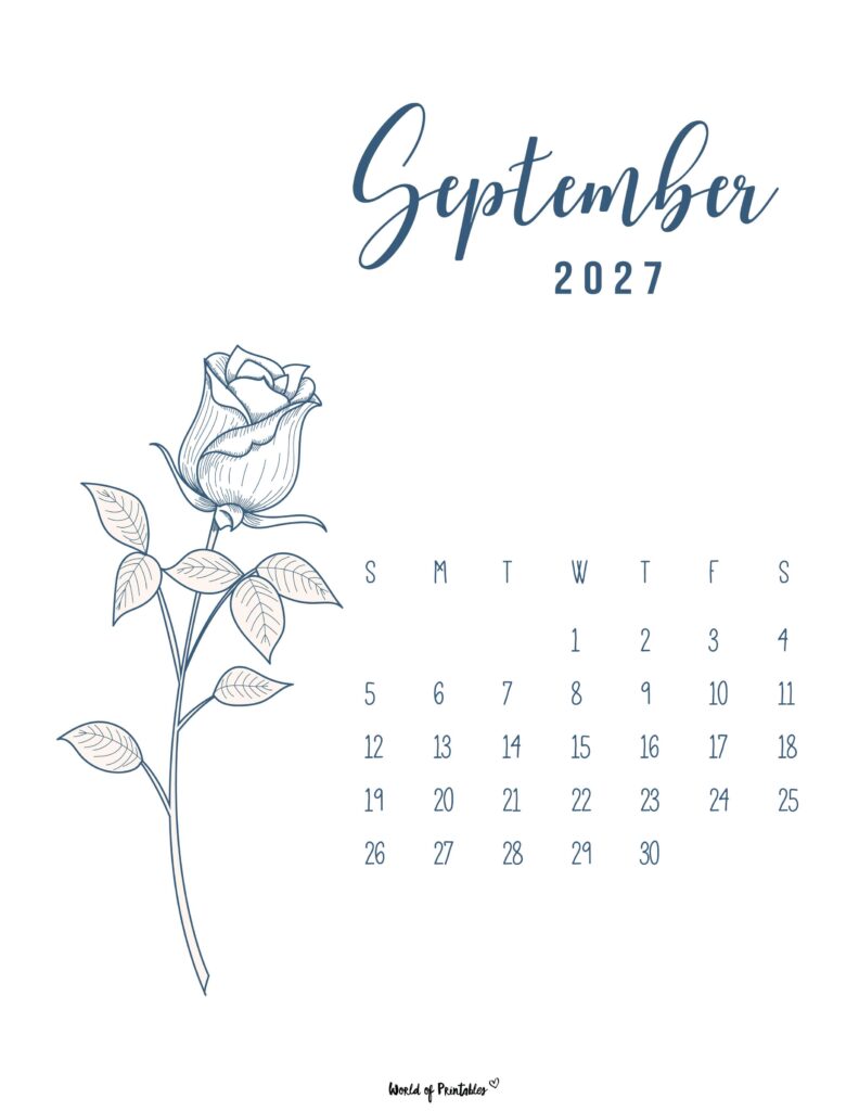 Printable September 2027 Calendar Design 14