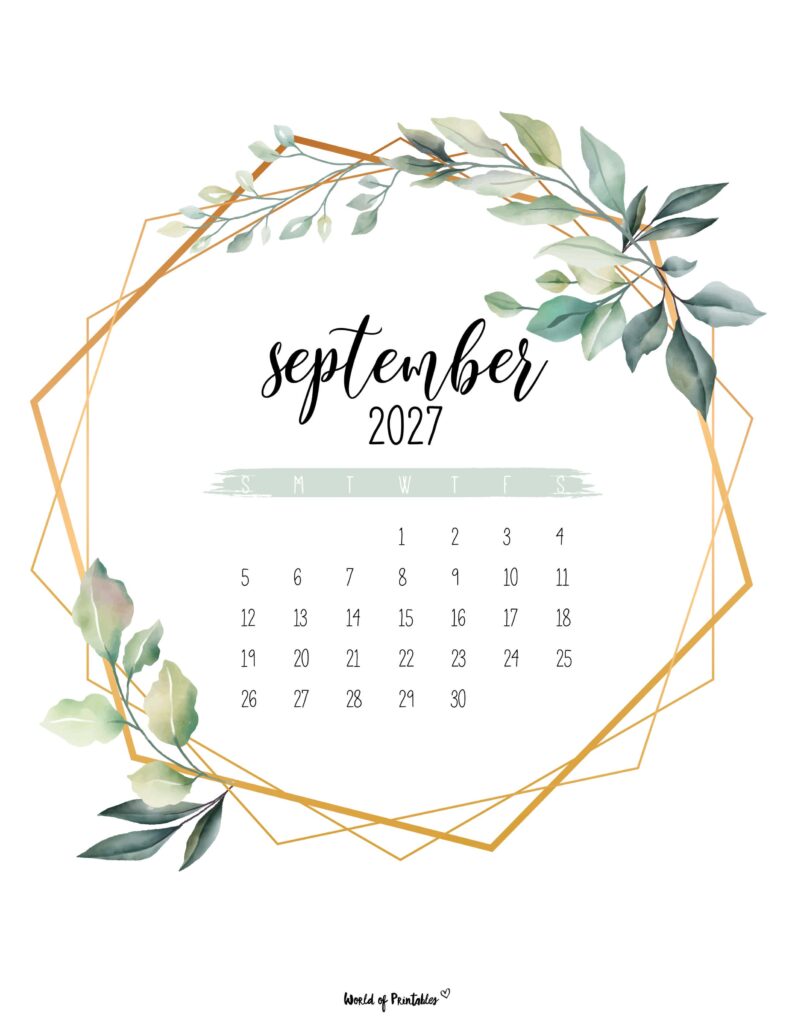 Printable September 2027 Calendar Design 18