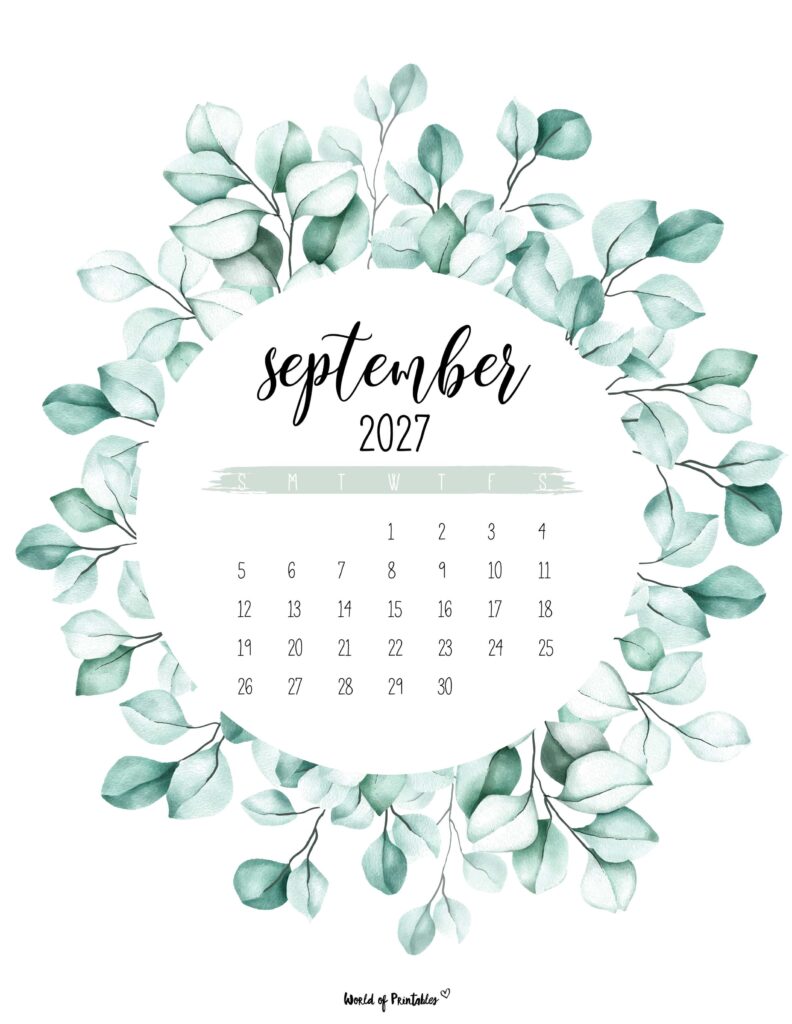 Printable September 2027 Calendar Design 19