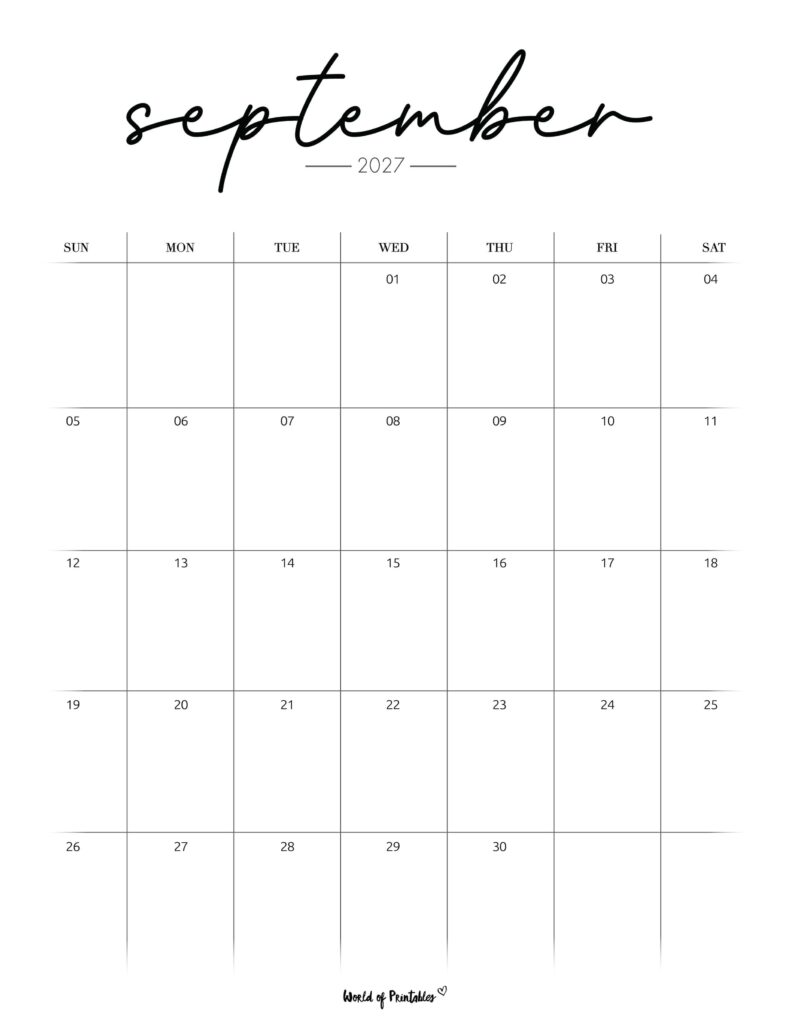 Printable September 2027 Calendar Design 208