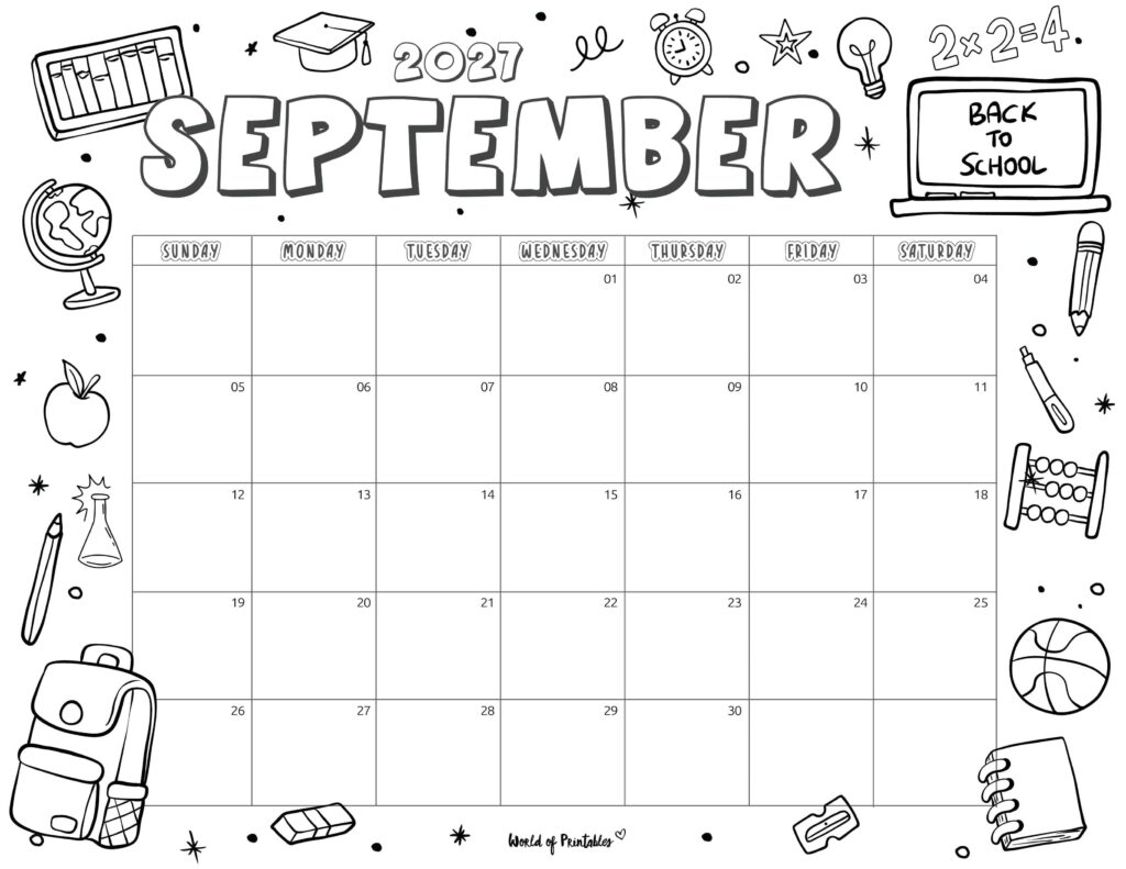 Printable September 2027 Calendar Design 215