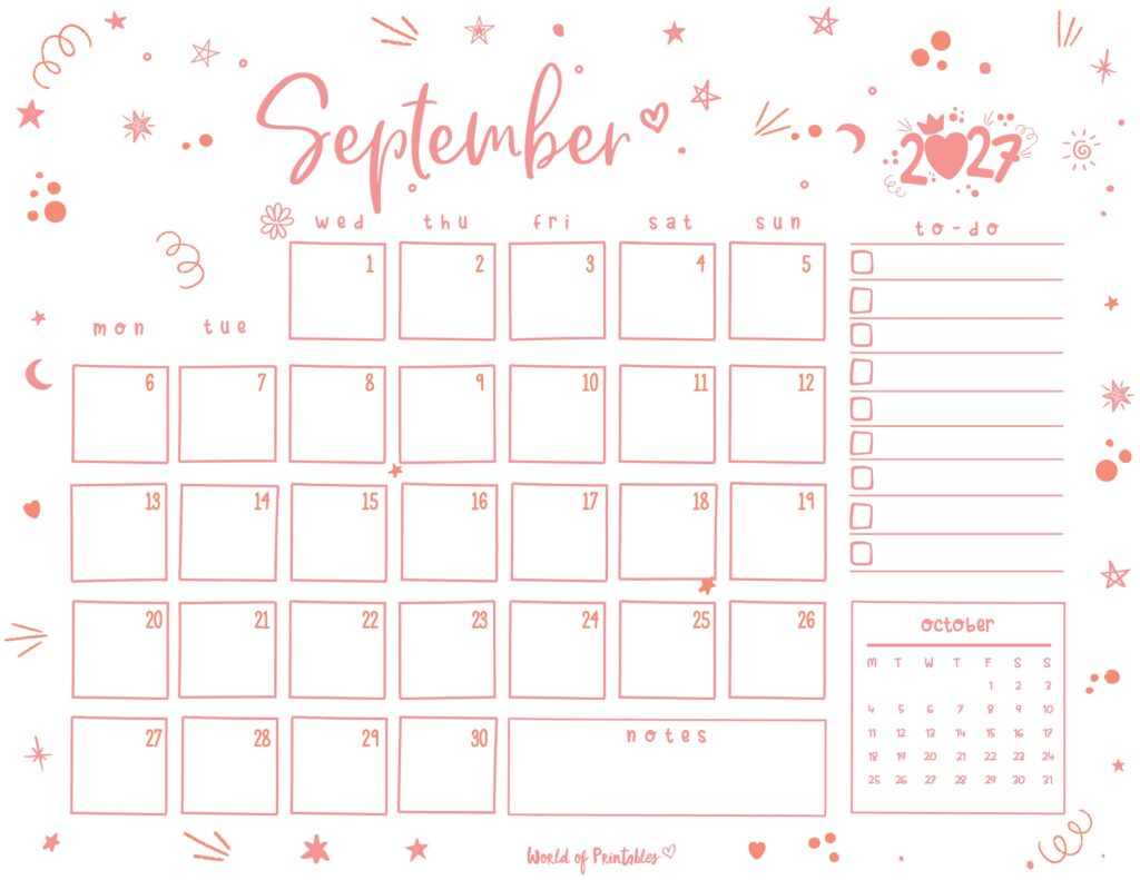 Printable September 2027 Calendar Design 221