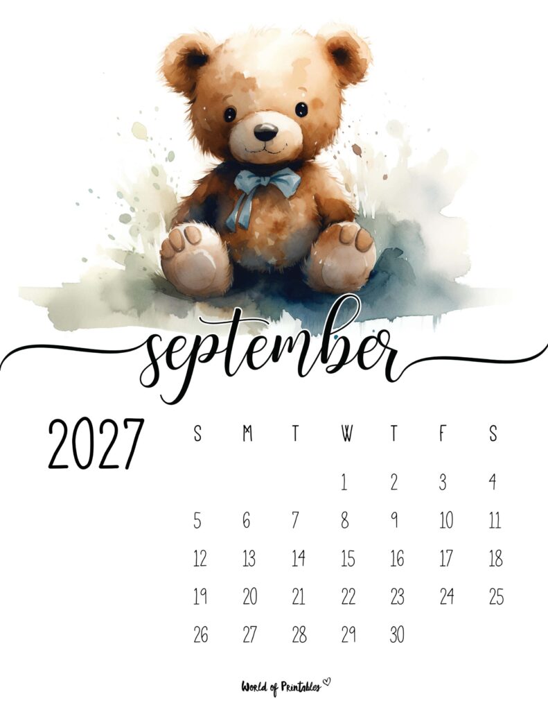 Printable September 2027 Calendar Design 222