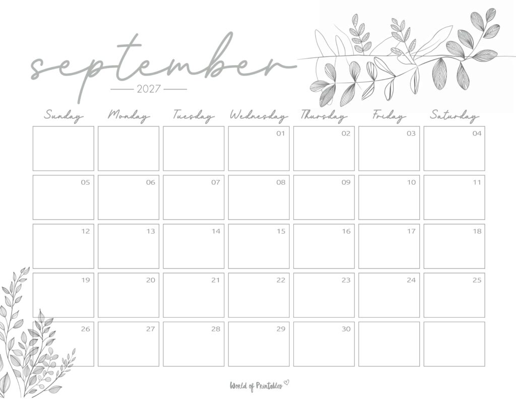 Printable September 2027 Calendar Design 249