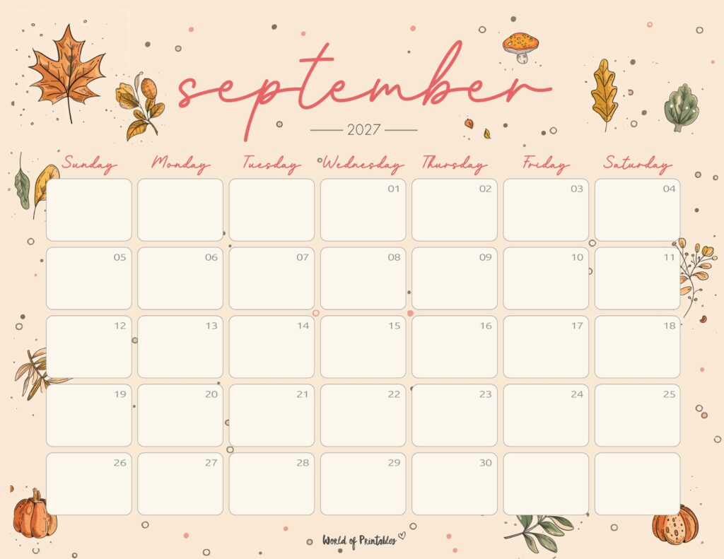 Printable September 2027 Calendar Design 253