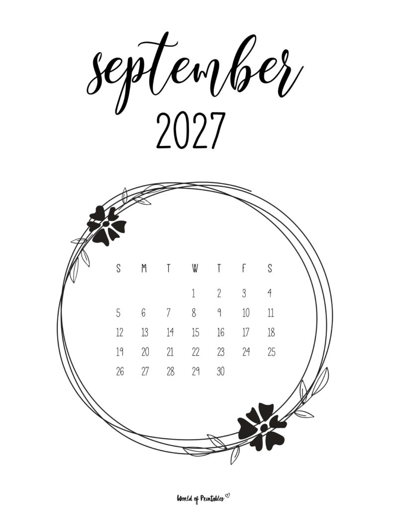 Printable September 2027 Calendar Design 27