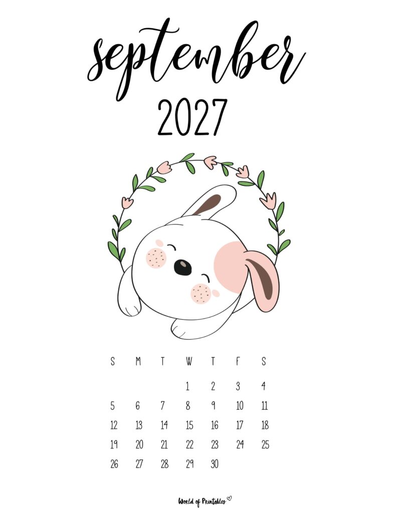 Printable September 2027 Calendar Design 28