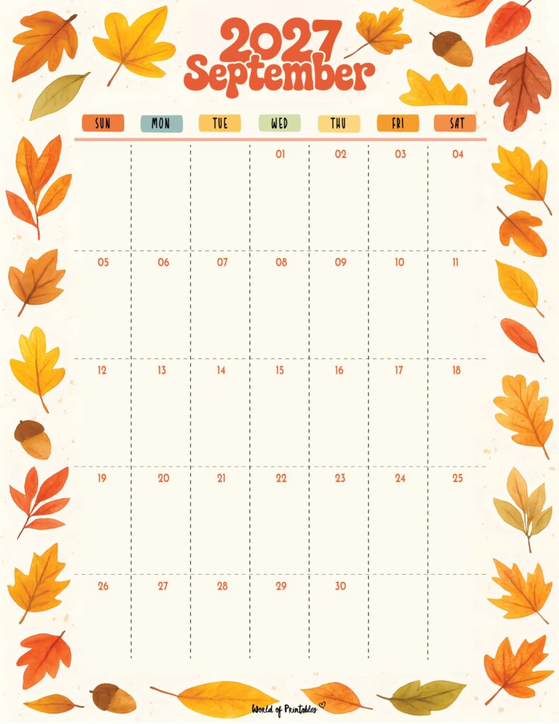 Printable September 2027 Calendar Design 304