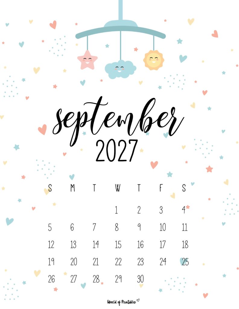 Printable September 2027 Calendar Design 31
