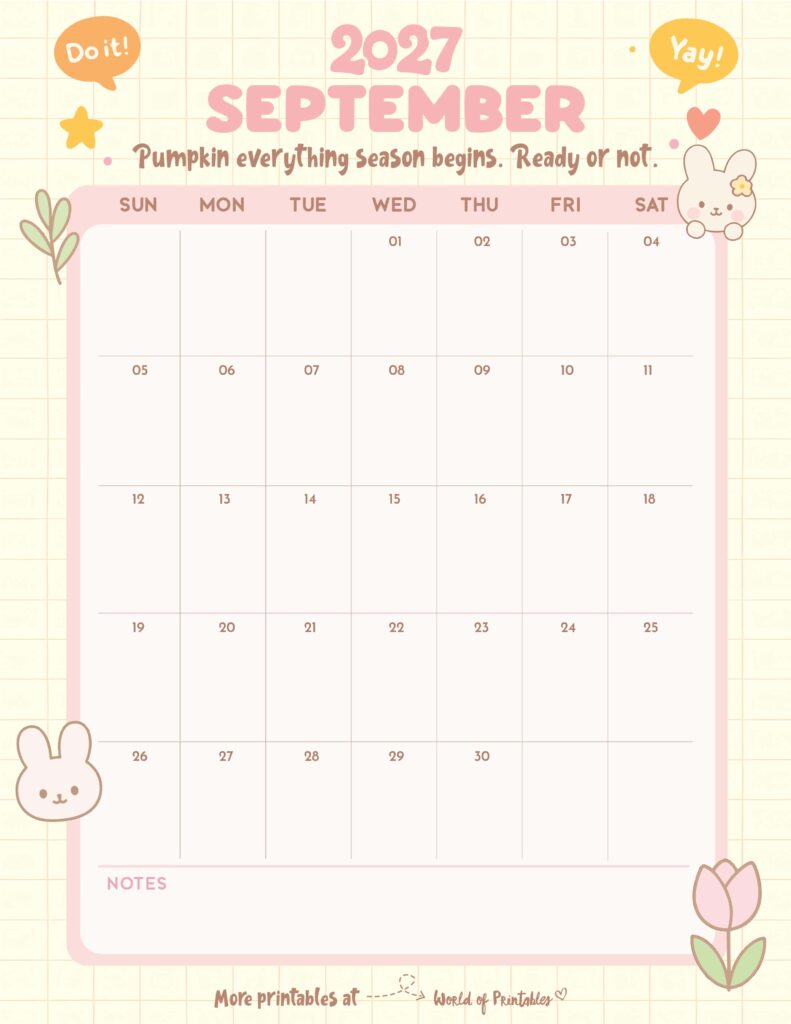 Printable September 2027 Calendar Design 326