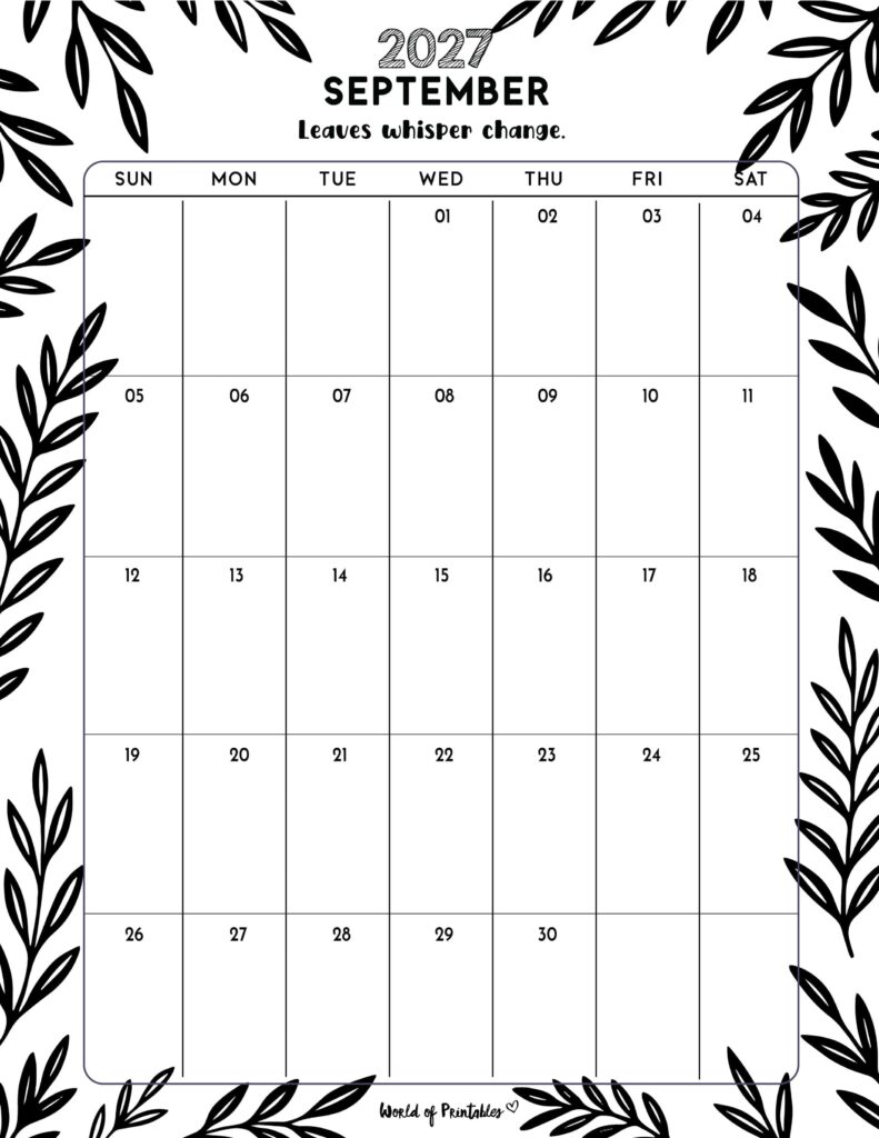 Printable September 2027 Calendar Design 328