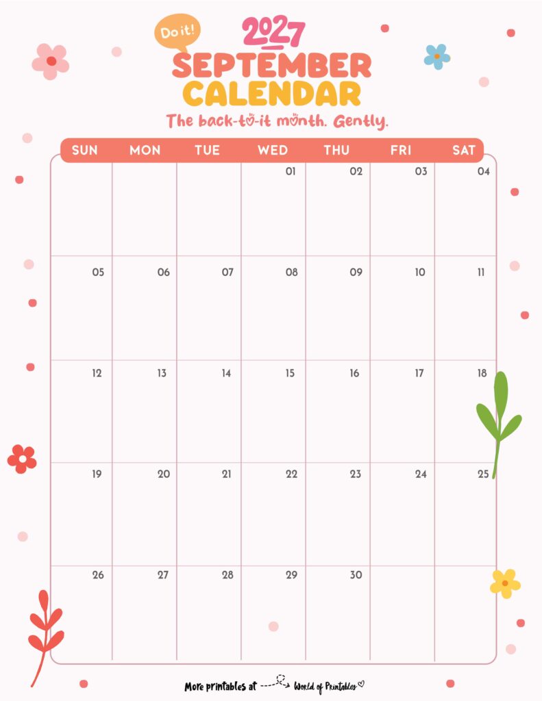 Printable September 2027 Calendar Design 330