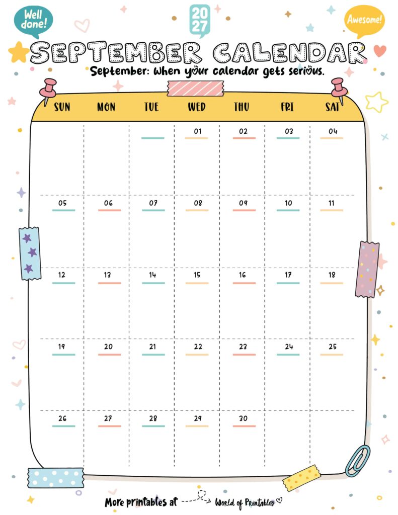 Printable September 2027 Calendar Design 335