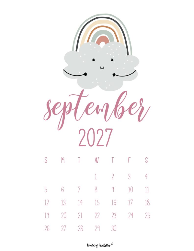 Printable September 2027 Calendar Design 34